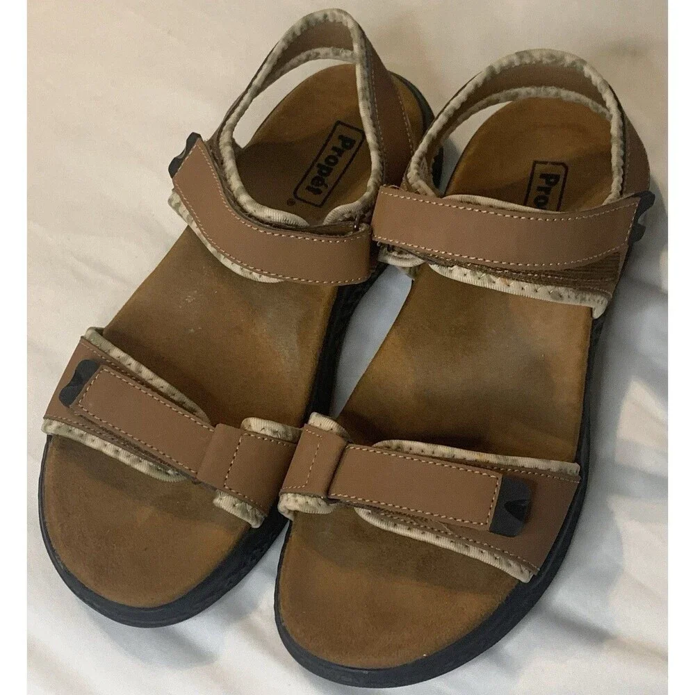 Propet Travelactiv Aspire Footbed Womens Brown Casual Sandals WST053P Size 8